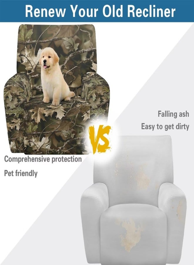 Talayituse Hunting Camo Print Recliner Chair Covers, Stretch Recliner Cover with Elastic Bottom, Soft Lazy Boy Reclining Rocker Slipcover for Living Room - Image 5